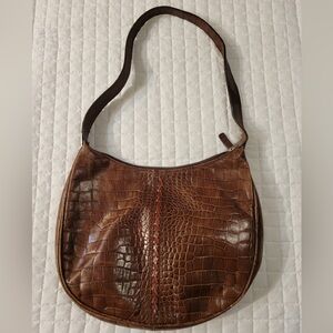 VTG Cristian Authentic Brown Genuine Italian Leather Shoulder Bag Croc Alligator